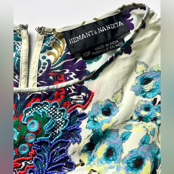 Hemant & Nandita Silk Embroidered Canaria Maxi Dress - Picture 9 of 13